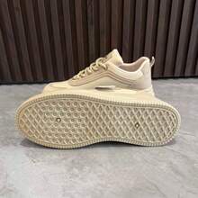 Giày thể thao nữ đế dày mới, giày trượt ván, giày bệt đế bằng kiểu dáng tối giản, đa năng, màu trắng, thích hợp cho mùa xuân/thu. - Màu Khaki - Xem 3