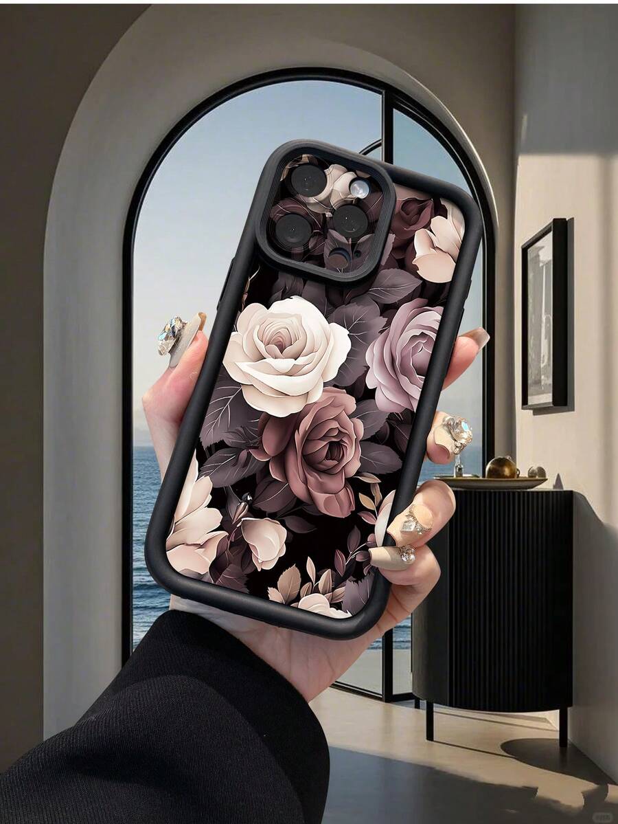 1个加厚牡丹花纹黑色防震镜头保护手机壳，兼容 17/17 Pro/17 Pro Max/17 Air/16/11/16 Pro/16 Plus/16 Pro Max/16e/15 Pro Max/13/14/12/11/7G/8P，Galaxy S25/S25 Plus/S25 Ultra/A05/A05S/A06/A07/A16/A17/A56/A12/A23/A32，时尚有型之选 - 黑色 - 查看 1