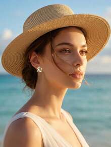 2件套金色仿珍珠水钻花朵耳环，优雅闪亮的新娘/伴娘耳环，百搭日常佩戴，适合日常、节日、派对、生日、情人节、约会、送礼等场合。 - 彩色 - 查看 9