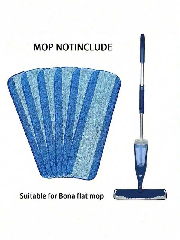 1pc/2pcs/3pcs Replacement Mop Pads Compatible With Bona Mops, Flat Adhesive Fiber Cloth Blue Striped Cleaning Cloth Accessories, Suitable For Kitchen, Dining Room, Bedroom, Hotel