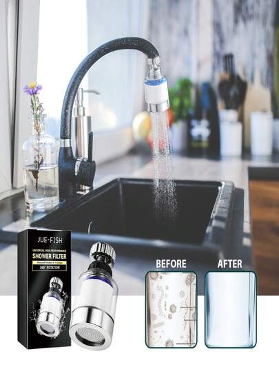 JUE FISH 1pc Faucet Filter, It Can Serve As A Barrier Against Hard Water, Layered Filtration To Retain Beneficial Minerals And Trace Elements, Physical Filtration Element, No Power Consumption, No Wastewater, Healthy And . 360° Rotating Head Filter Shower For Kitchen Home Water Purifier, An Excellent Gift For Family And Friends On Holidays