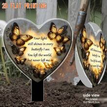 2D Flat Butterfly & Floral Garden Decor Sign, Suitable For Lawn, Cemetery, Flower Bed, Outdoor Decoration - Bronze - View 2