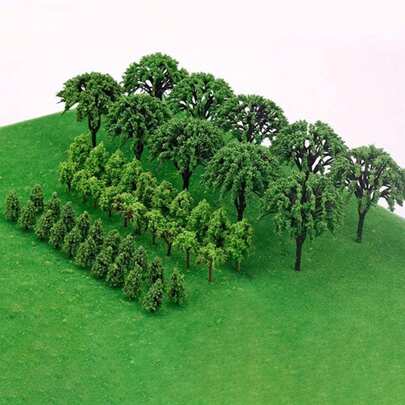 50/100pcs Model Train Landscape Fake Tree Miniature Statues, 2-6cm/0.79-2.36in Shrub Model Tree Diorama Tree, Mini Tree For DIY Crafts Building Models, Artificial War Game Tree Model Home Decor