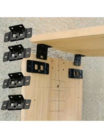 重型L型金属支架（L型连接器） - 90度角连接器，黑色螺丝孔方便安装，适用于家具/货架/面板、桌子、架子、橱柜等的金属连接器和紧固件