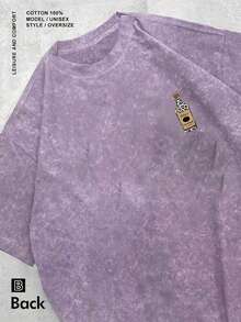 Men Street Style Washed T Shirt Show Me Your Titos Graphic Print Unisex Casual Wear Cotton Blend Essential For Daily Life Gym Home Party Outfit Gift For Him - 紫色 - 查看 2