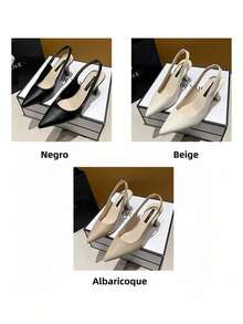 Sandalias De Tacón Puntiagudo A La Moda - Negro - Ver 9