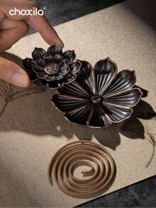 choxila 1pc Lotus Shaped Aromatherapy Burner, Minimalist Metal Incense Holder Base, Suitable For Holiday Decor, Yoga Studio Decor And Aromatherapy. Can Also Be Used As Housewarming Gift, Souvenir Or Holiday Gift For Friends, Ladies Or As Back To School Gift, Souvenir Or Living Room Decor - Incense Burner - View 6