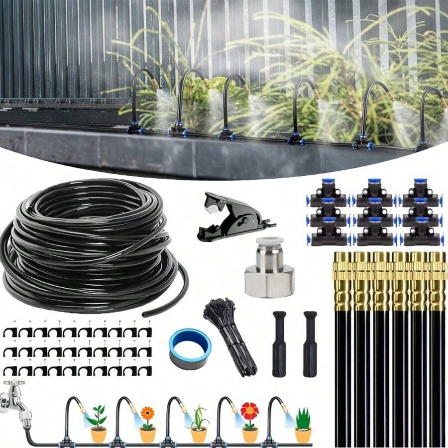 Wanxiang Automatic Drip Irrigation Kit, 360 Degree Bendable Brass Atomizing Irrigation Nozzle, 4/7 Garden Water Pipe, Garden Automatic Drip Irrigation System, Adjustable Nozzle, 360 ° Garden Watering System, Suitable For Automatic Watering Devices In Greenhouses, Courtyards, Lawns, And Greenhouses - Irrigation Kit - View 1