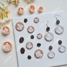 咖啡豆饰品制作套装、咖啡拿铁拉花软陶耳环切割器、食品饮料系列饰品制作软陶切割器 - 米色 - 查看 5