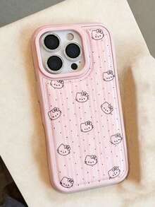 SANRIO Cute Girl's Pink Hello Kitty Phone Case Suitable For IPhone 17/12/11 Pro Max, 16 Pro, 15, 14, 13, Leather Texture, Cartoon, Anti-Drop Protective Cover - Pink - View 1