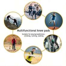 1 Pair Unisex Thick Fleece Knee Pads, Suitable For Skiing, Cycling And Running In Autumn And Winter - Black - View 8