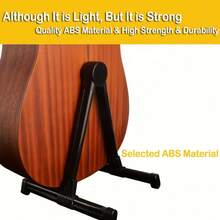 1 pieza Soporte de guitarra premium de ABS - Ligero, resistente, ajustable, plegable con diseño de marco en A y pies antideslizantes, se adapta a guitarra acústica, guitarra eléctrica, ukelele, bajo, violín y otros instrumentos, adecuado para el hogar, estudio, viaje, actuación, práctica, exterior, bar, estudio de grabación, regalo ideal para músicos, guitarristas, amantes de la música, entusiastas de instrumentos, regalos creativos, regalos de Año Nuevo - Negro - Ver 3