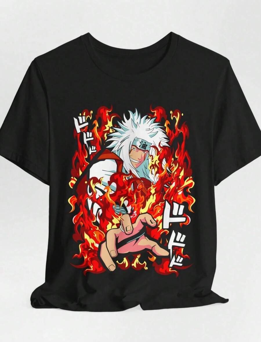 Local -65 Jiraiya Sensei Anime Graphic Tee Unisex Short Sleeve Manga Fans Gift - màu đen - Xem 1