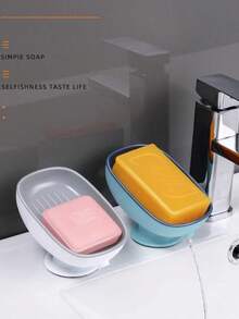 1/2 khay đựng xà phòng, giá treo xà phòng gắn tường với thiết kế giác hút hình bạch tuộc, hệ thống thoát nước nghiêng hai lớp, tiết kiệm không gian, dễ vệ sinh, màu trơn tối giản, thời trang và phong cách. - Nhiều màu - Xem 2