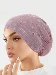 1pc New Fashion Rhinestone Crystal Lace Muslim Underscarf Cap Headwrap For Women - Color - View 15