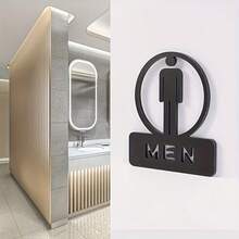 5.9英寸黑色亚克力男女通用厕所标志，经久耐用，时尚美观，易于安装，适用于公共和私人场所，中性符号，亚克力材质 - 男款 - 查看 5