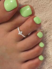 1PC S925 Sterling Silver Fine Simple Four-Leaf Clover Toe Ring Diamond Toe Ring Adjustable Toe Ring Suitable For Summer Seaside Wear - Four-leaf Clover Toe Ring - View 2