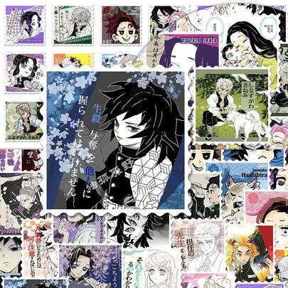Pegatinas de sello de arte original de Tanjiro Nezuko Zenitsu Inosuke, removibles, impermeables, decorativas, coleccionables, regalo, Kimetsu No Yaiba, pegatinas de sello, Tanjiro, Nezuko, Zenitsu, Inosuke, Giyu, Shinobu, pegatinas de anime, DIY, decoración, impermeables, mercancía de fans