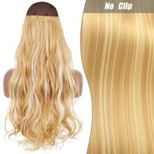 Clip-In Natural Hair Extension, Long Straight Synthetic Hairpiece, Blonde, Black, Mixed Color, Fake Hairpiece For Women HKQE - Red - View 12