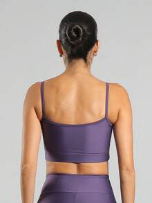 FITNATION Top Fitness Top With Thin Straps And Microfiber Lining, ZERO Transparency And HIGH Support. - Purple - View 3
