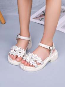 2026 Summer Beach Shoes New Kids Shoes Toddler Flower Pearl Soft Bottom Fashion Non-Slip Princess Sandals For Girls - White - View 5