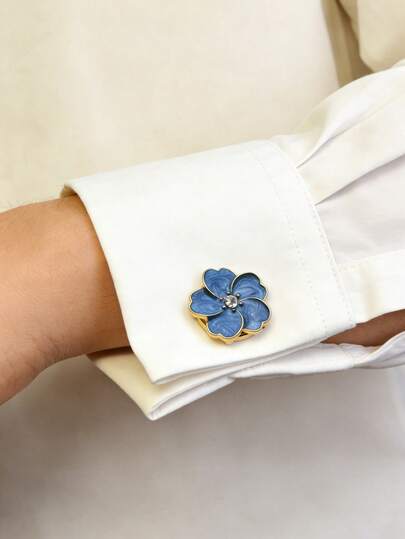 1 件时尚简约小花形袖扣，女士胸针扣，时尚高端胸针装饰，龟形扣，夹扣，领带夹，女士配饰，轻奢优雅派对袖扣，适合日常佩戴，送朋友的礼物，情侣礼物，送家人的礼物。