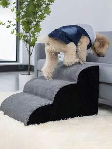 1/2/3/4/5 Level Pet Stairs, Bed Ramp, Anti-Slip & Durable, Removable & Washable. Suitable For Injured, Elderly Dogs & Cats, And Pets With Joint Pain - Grey - View 7