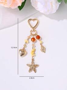 1个时尚高端贝壳、海星、心形仿珍珠流苏钥匙扣，适用于包包、手机、耳机盒、汽车装饰、派对礼品、送朋友的礼物 - 彩色 - 查看 5