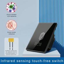 Interruptor inteligente con sensor de infrarrojos - Opciones con y sin WiFi, panel de vidrio templado, control con un gesto de la mano, compatible con Alexa/Smart Home/Tuya, control remoto y programación a través de la aplicación, apto para LED/incandescente de hasta 400W, no requiere cable neutro, material ignífugo de PC - Multicolor - Ver 13