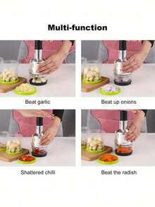 Stainless Steel Knife Multi-Function Garlic Slicer And Pestle, Kitchen Gadgets Manual Vegetable Chopper, Onion Mincer, Garlic Press, Multi-Purpose Kitchen Tools - Multicolor - View 6