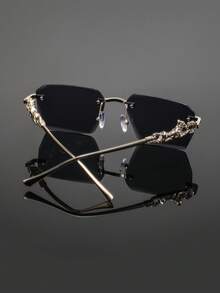 1 Pair Men's Metal Square Rimless Cut-Edge Glasses, Luxury Elegant Classic Business Casual Style, Fashion Eyewear - Multicolor - View 8