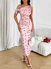 Đầm hồng trễ vai hình trái tim Oldmarny dành cho nữ, chủ đề Ngày Valentine: Trái tim/Tình yêu, XOXO/Nụ hôn, Ôm, Hôn, Hãy là em yêu của anh/Nụ hôn của em bé/Đôi môi, Trái tim, Thần Cupid/Thiên thần - Bụi hồng - Xem 2