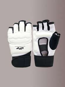 1 Pair PU Boxing Gloves, Half Finger Boxing Gloves, Suitable For Adult Punching Bag Training, Unisex, Taekwondo Hand Protector - White - View 11