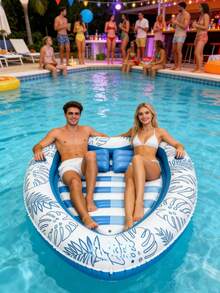 87" x 65" extra große aufblasbare Schwimmreifen mit Kissen und Getränkehalter - robuster PVC Wasserstuhl für Sonnenbaden, Schwimmen, Strand, Fluss und See - Bild - Übersicht 4