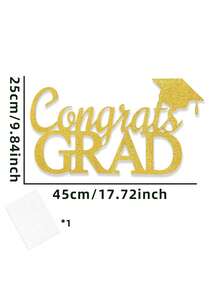 2026 Graduation Party Gold Glitter Graduation Cap Letter Wall Stickers Decor, Self-Adhesive EVA Material Backdrop Wall Decor, Balloon Arch Props, Home Decoration - Multicolor - View 12
