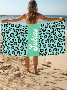 Toalla de playa personalizada con estampado de leopardo, toalla de playa con estampado de leopardo personalizada, toalla de playa con estampado de leopardo personalizada para novia, toalla de playa para damas y caballeros solteros - Multicolor - Ver 6