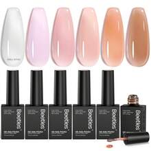Beetles Gel Polish Whispers Of Love Jelly Gel Nail Polish Set - 6 Colors Milky White Nude Pink Neutral Sheer Translucent Soak Off UV Gel Nail Kit - 6 Màu Sắc Thanh Lịch - Xem 8