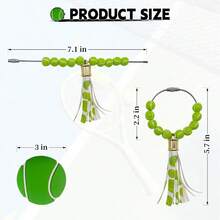 2 Pcs Tennis Beaded Charms With Tassels Bogg Bags - Sporty Beach Bag Accessories, Compatible With Simply Other Rubber Beach Bags - 升級版網球 - 查看 3