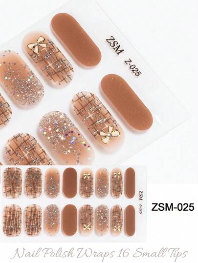 16 piezas de pegatinas de gel de uñas de color nude semi-curado, no se necesita lámpara UV, calidad de salón, de larga duración