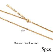 5pcs/Set Stainless Steel Bead Chain, 50cm Total Length, Cross & O-Shape Wavy Chain Necklace, Gold Plated, 5cm Adjustable Chain Length, Lobster Clasp, DIY Necklace - Gold - View 14