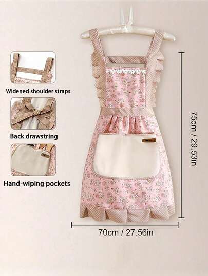 1 pieza Delantal estilo princesa para mujeres, lavable con lazo trasero, tela resistente al aceite para uso doméstico, de cocina, catering, con bolsillo grande. 1 pieza Delantal de plástico impermeable y resistente al aceite para lavar platos, cocinar, trabajo de laboratorio, carnicería, aseo de mascotas, limpieza, adecuado para cocina, baño, uso doméstico