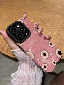 1个简约个性化粉色幸运数字7和邪眼图案竖款仿皮纹理经典防滑防摔软保护手机壳，适合作为礼物送给朋友和爱人，兼容 17/17 Air/17 Pro/17 Pro Max - 彩色 - 查看 5