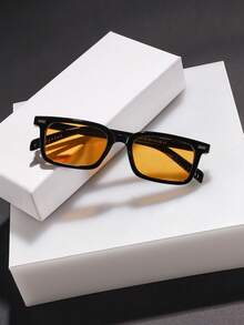 1pc Men's Square Frame Fashion Color Lens Glasses, Suitable For Daily Wear And Gift, Versatile For Everyday And Outdoor Activities - Multicolor - View 10