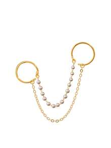 1pc Fashion Multi-Layer Tassel Chain Faux Pearl Knuckle Ring Set, Jewelry Bridal Wedding Accessory, Gift For Holidays - Multicolor - View 3