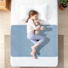 DUJUIKE Reusable Waterproof Changing Pad,Washable, Anti-Slip Absorbent, Waterproof Washable Mattress Protector, Suitable For Women During Menstruation, Incontinence, Bedwetting, Also Suitable For Adults And Elderly - Blue - View 3