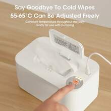 Baby Wipe Warmer With LED Display, Portable Wet Wipe Dispenser, USB Charging, Napkin Heating Box, For Home And Car Use FBMB - USB-white - View 6
