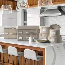 Sorbus China - Contenedores de almacenamiento - Organizador de vajilla para platos de postre con tapa capacidad para 12 con protectores de fieltro 7.25 x 5 pulgadas - Beis - Ver 7