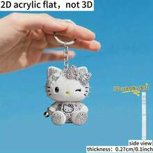 SANRIO 1个新款可爱白色Hello Kitty图案亚克力圣诞礼物装饰钥匙扣，可作钥匙圈、包包/钱包配件，创意礼物 - 彩色 - 查看 7