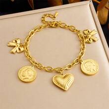 1 pieza Pulsera de acero inoxidable sin decoloración para hombres con acentos únicos - Amar - Ver 1