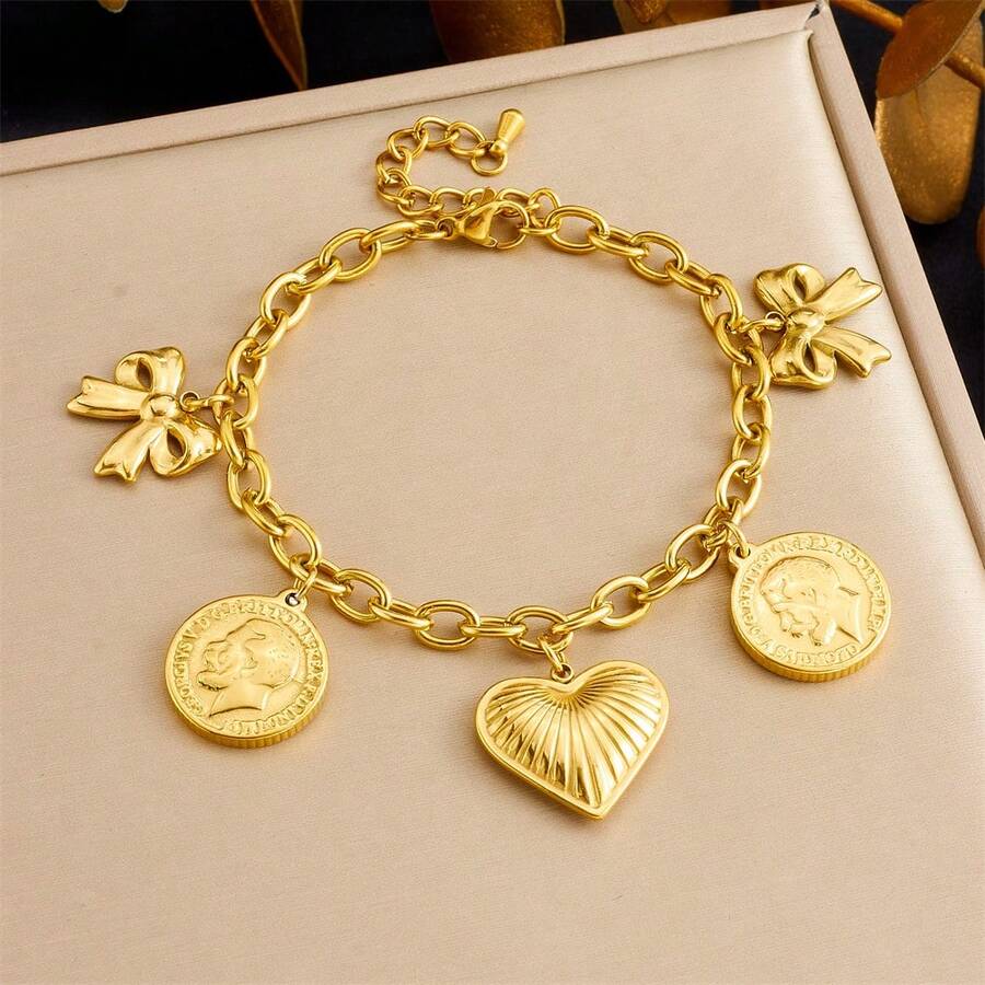 1 pieza Pulsera de acero inoxidable sin decoloración para hombres con acentos únicos - Amar - Ver 1